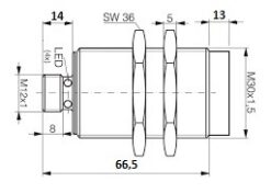 Alternative view of Czujnik Indukcyjny M30 NPN (NO+NC) Sn-15 gniazdo G12