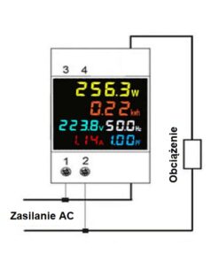Alternative view of MIERNIK Woltomierz Amperomierz Watomierz, kWh, Hz ( D52-2066 )