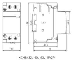 Alternative view of Stycznik Modułowy 1-FAZOWY 63A 2P 2NC cewka 230VAC