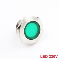Lampka kontrolka LED METAL 230V (zielona) 22 mm