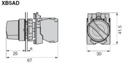Alternative view of PRZEŁĄCZNIK PIÓROWY PODŚWIETLANY XB5-AK125M5 (żółty) 2-pozycyjny