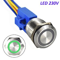 Przełącznik hermetyczny bistabilny 22 mm ( zielony ) LED 230V