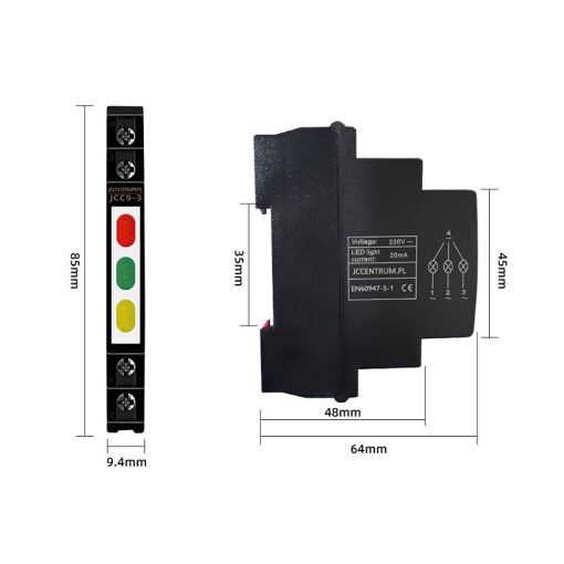 Lampka kontrolna 3 x LED Szyna DIN Black Edition - obrazek 2