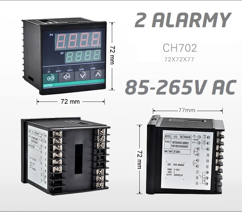 Regulator temperatury PID CH702 / 2 alarmy ( 85-265V AC )