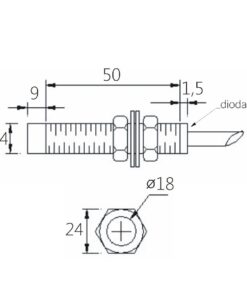Alternative view of Czujnik Zbliżeniowy Indukcyjny M18 (NO) Sn-8 ( 2-przewodowy ) 10-30VDC