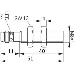 Alternative view of Czujnik Zbliżeniowy Indukcyjny M8 NPN (NC) Sn-1 Gniazdo M8