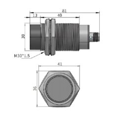 Alternative view of Czujnik Zbliżeniowy Pojemnościowy M30 NPN (NO+NC) Sn-15 gniazdo M12