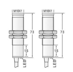 Alternative view of Czujnik optyczny M18 NPN (NO) Sn-5metrów bariera (TSP18-5M-N1)